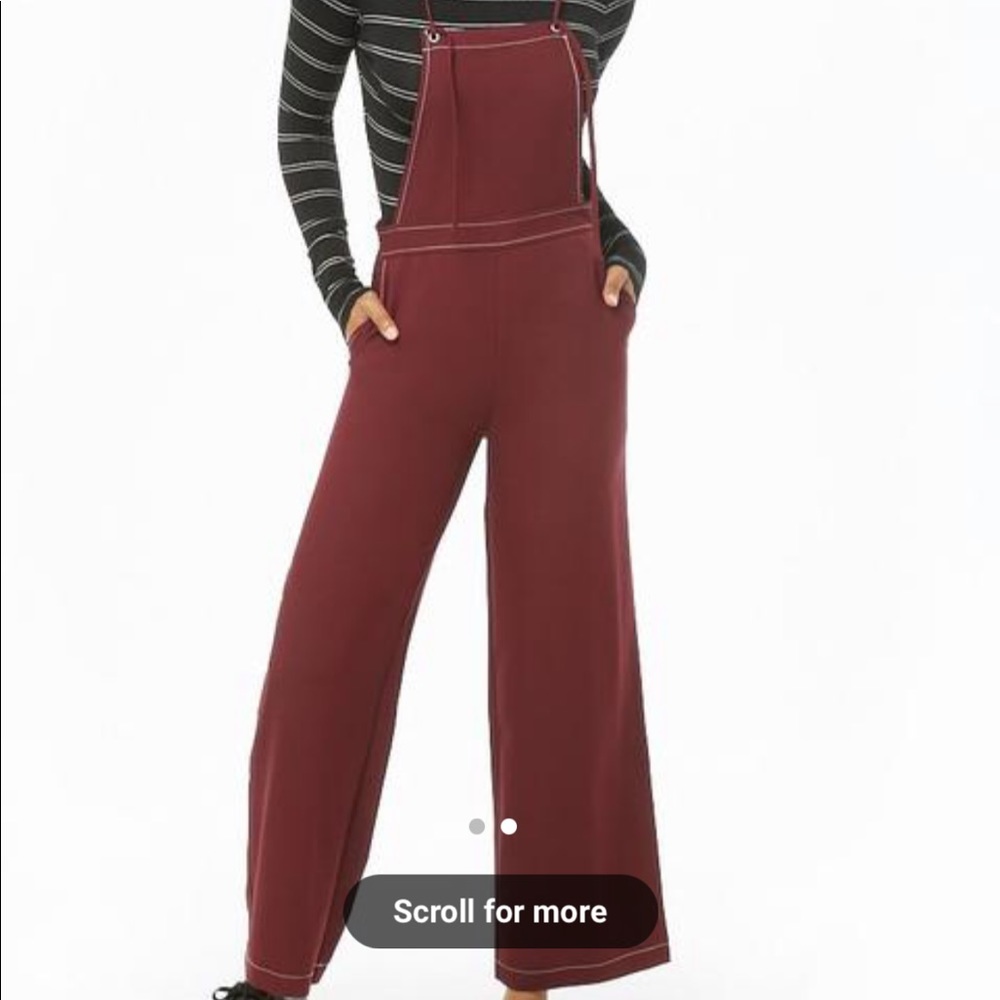 NWT F21 burgundy jumpsuit